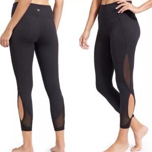 Athleta Black High Rise Salutation Mesh Cut Out Full Length Legging